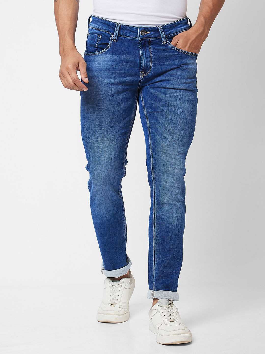 Spykar Low Rise Slim Fit Blue Jeans For Men