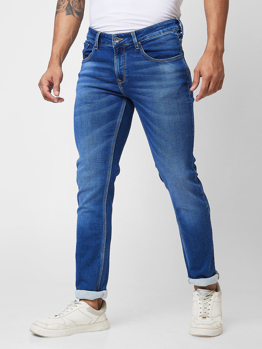 Spykar Low Rise Slim Fit Blue Jeans For Men