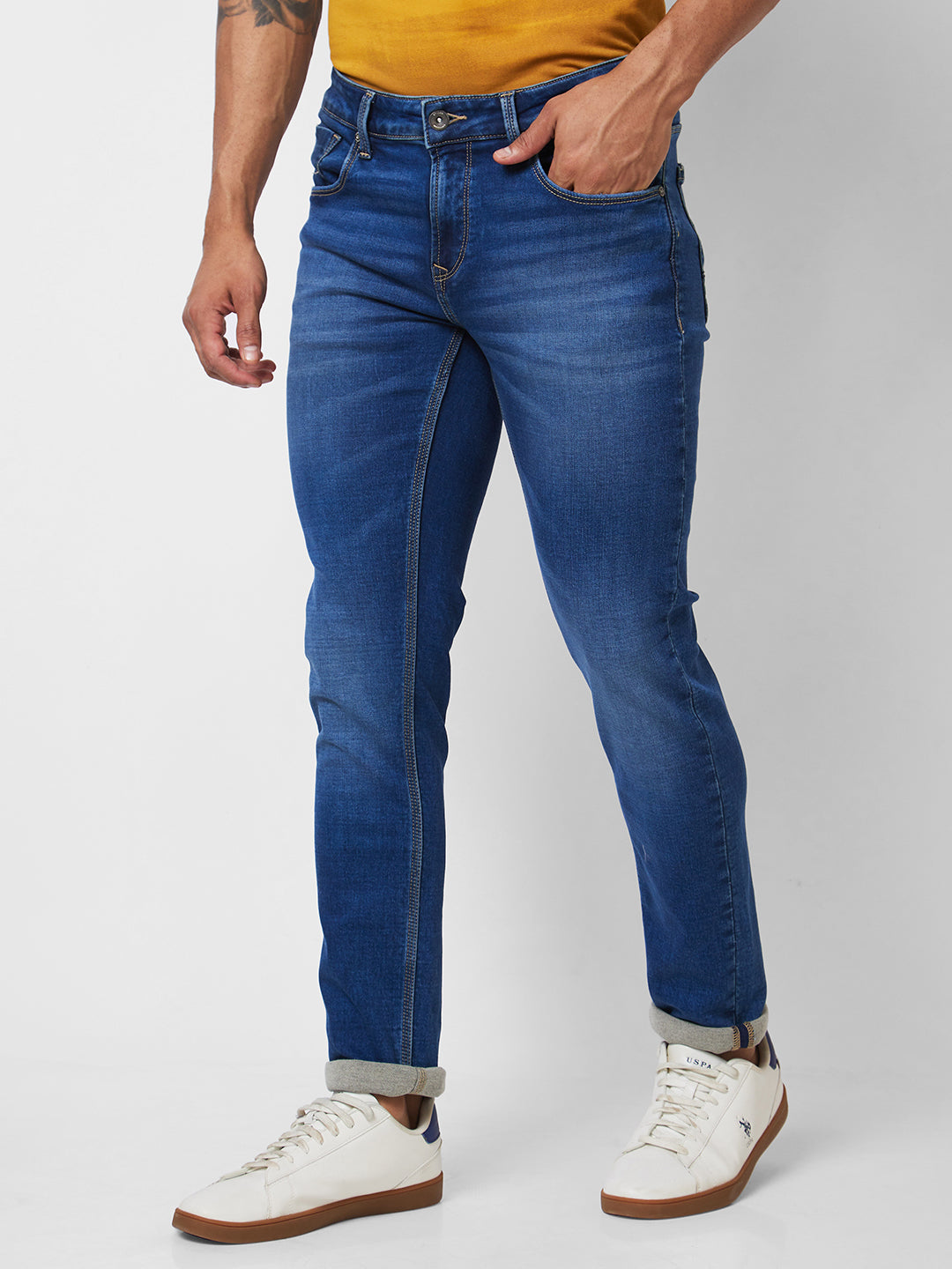 Spykar Low Rise Skinny Fit Blue Jeans For Men