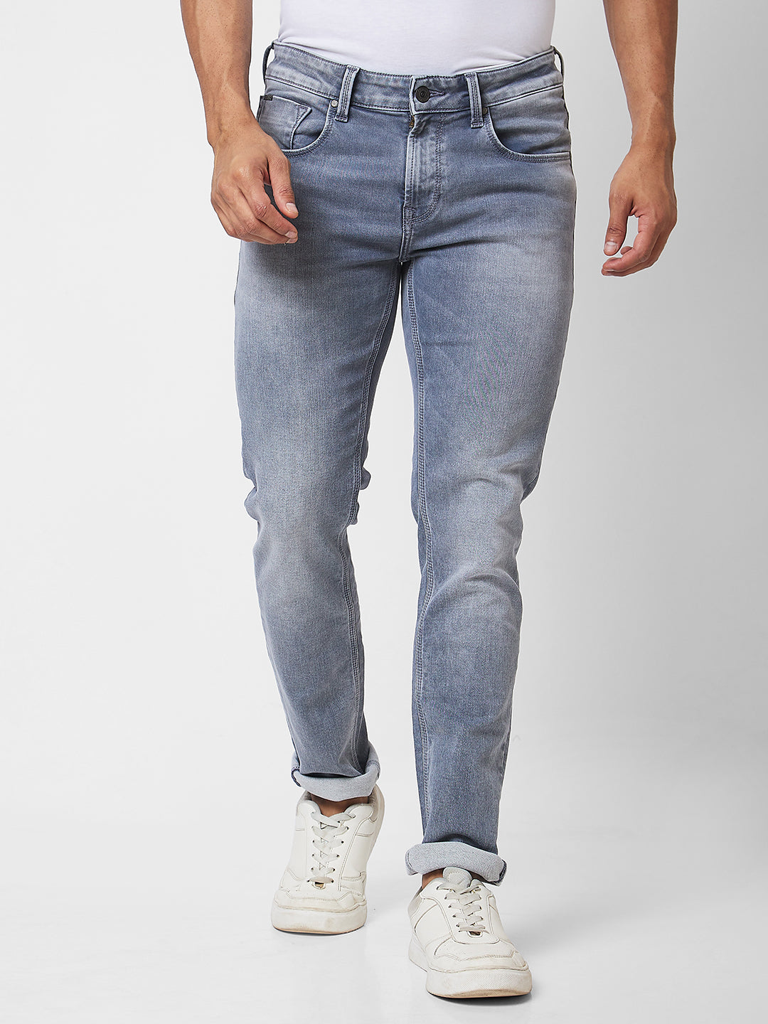 Spykar Low Rise Slim Fit Grey Jeans For Men