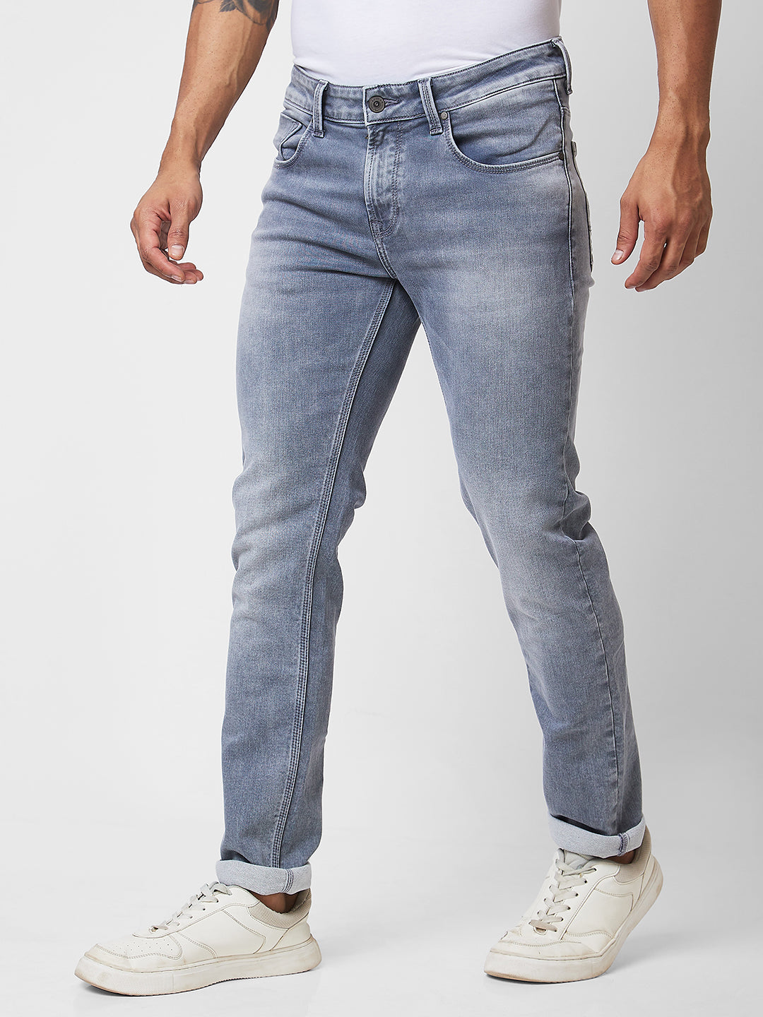 Spykar Low Rise Slim Fit Grey Jeans For Men