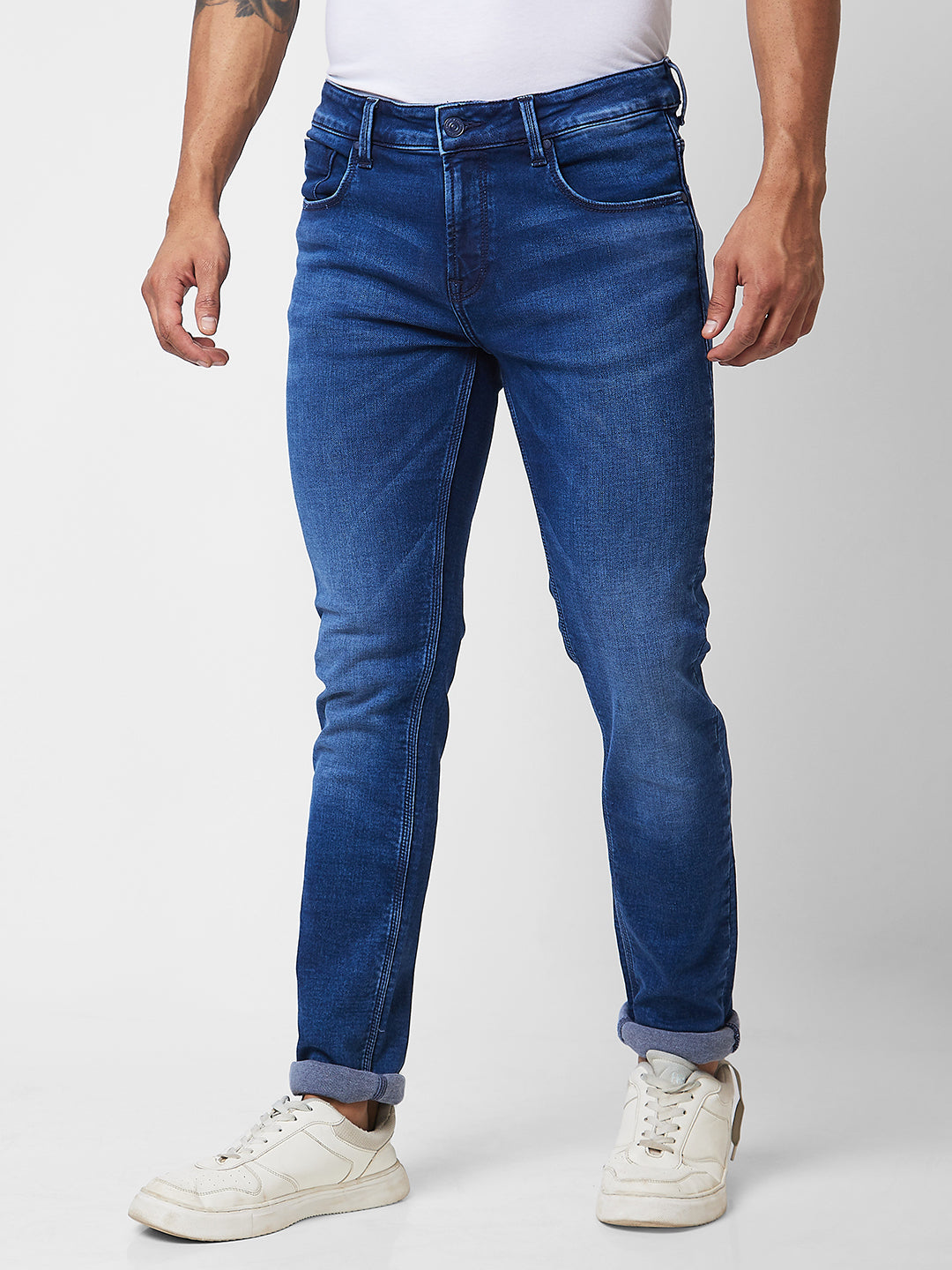 Spykar Low Rise Skinny Fit Blue Jeans For Men