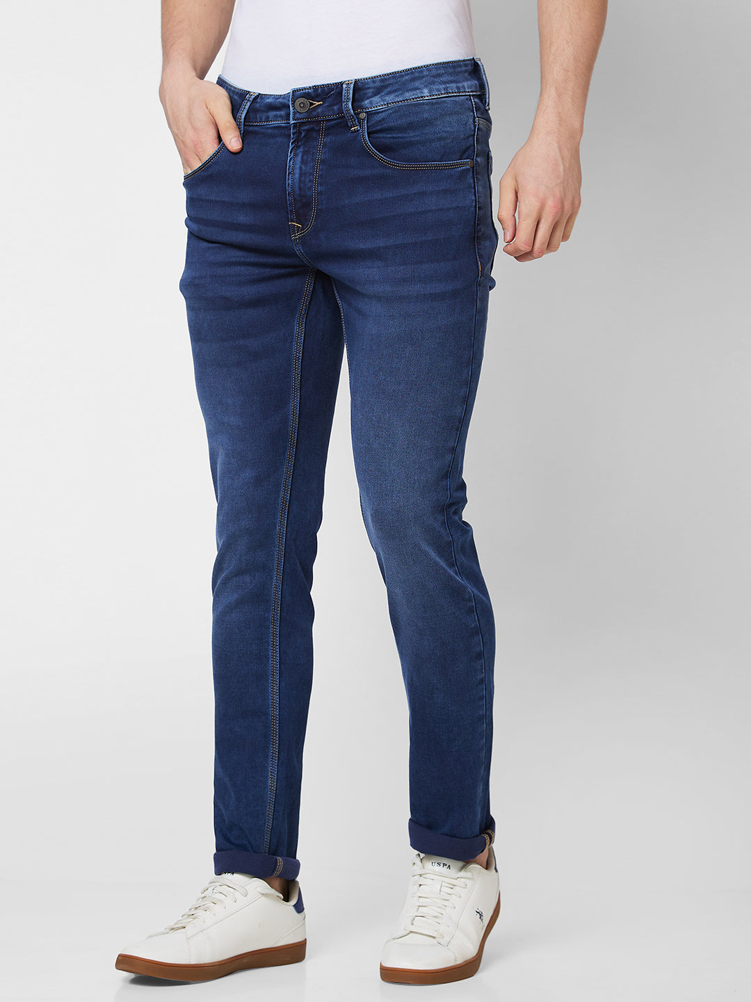 Spykar Low Rise Slim Fit Blue Jeans For Men