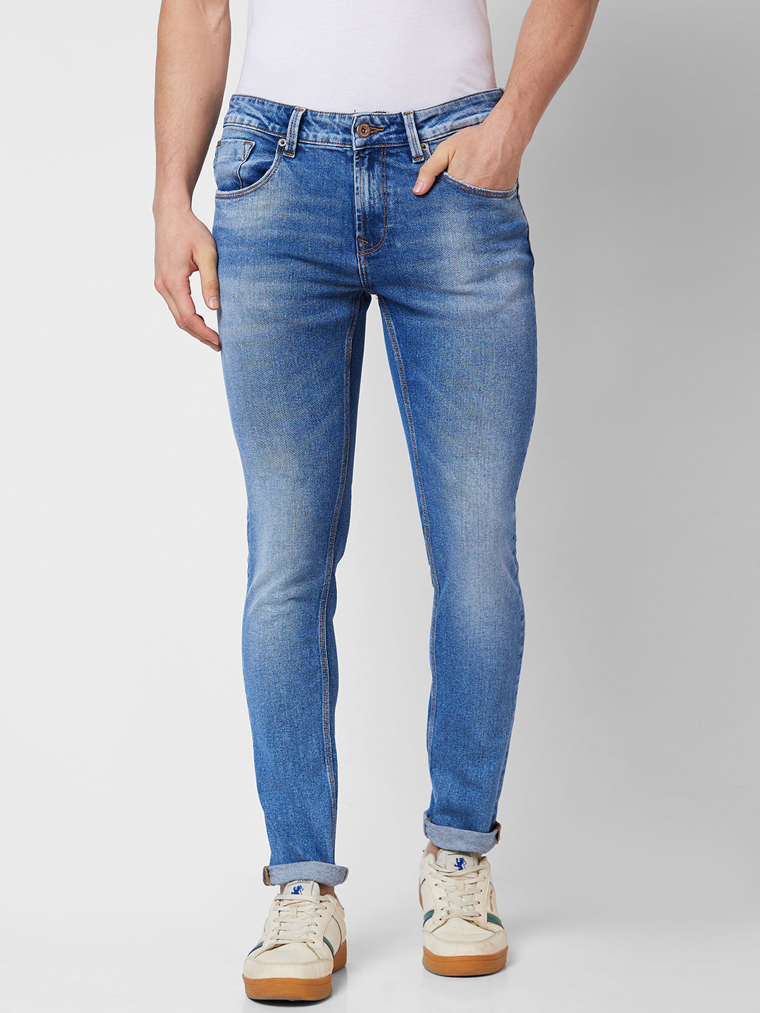 Spykar Low Rise Slim Fit Blue Jeans For Men