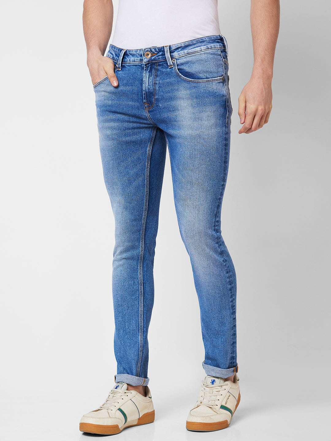 Spykar Low Rise Slim Fit Blue Jeans For Men