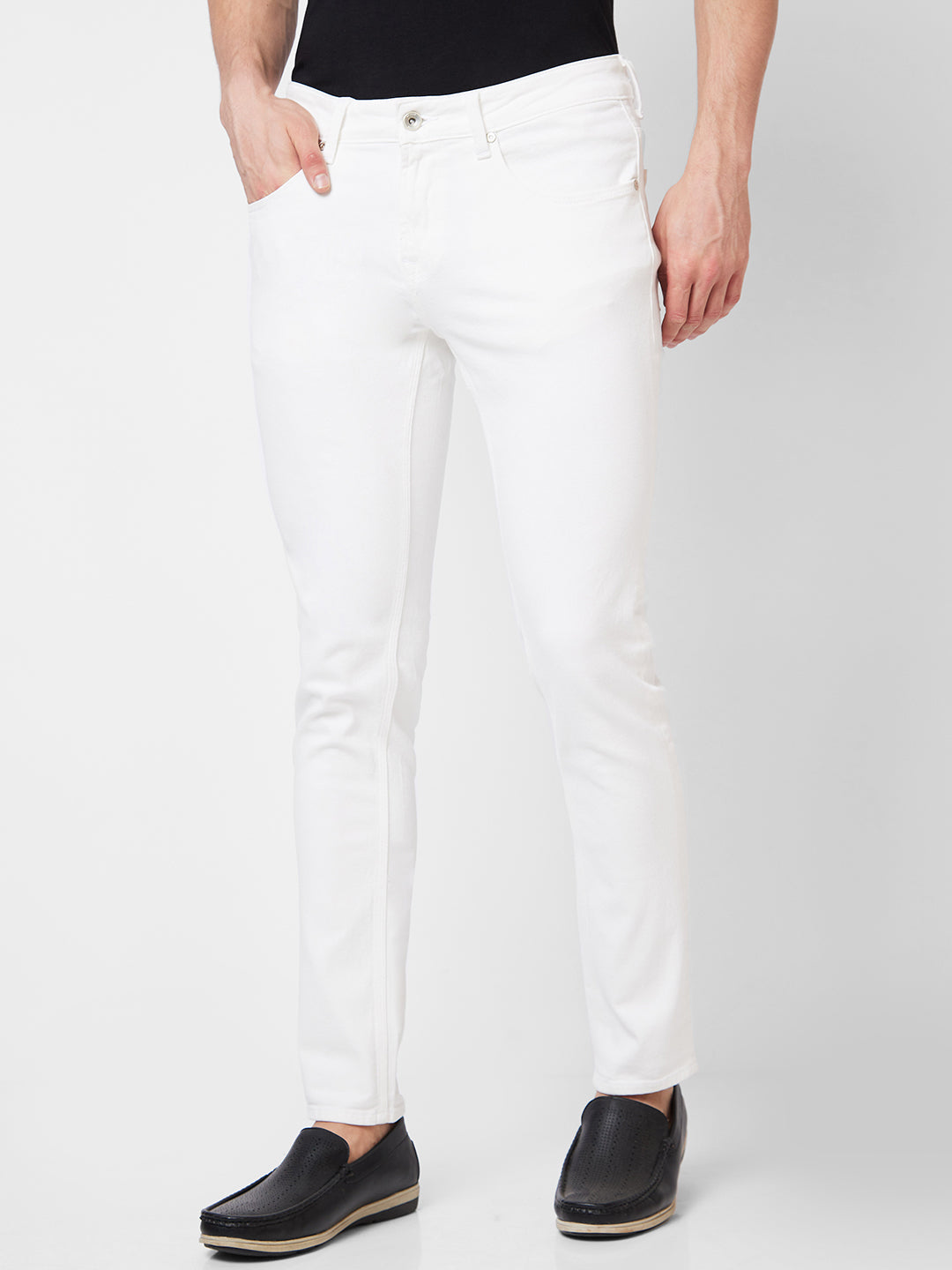 Spykar Low Rise Slim Fit White Jeans For Men