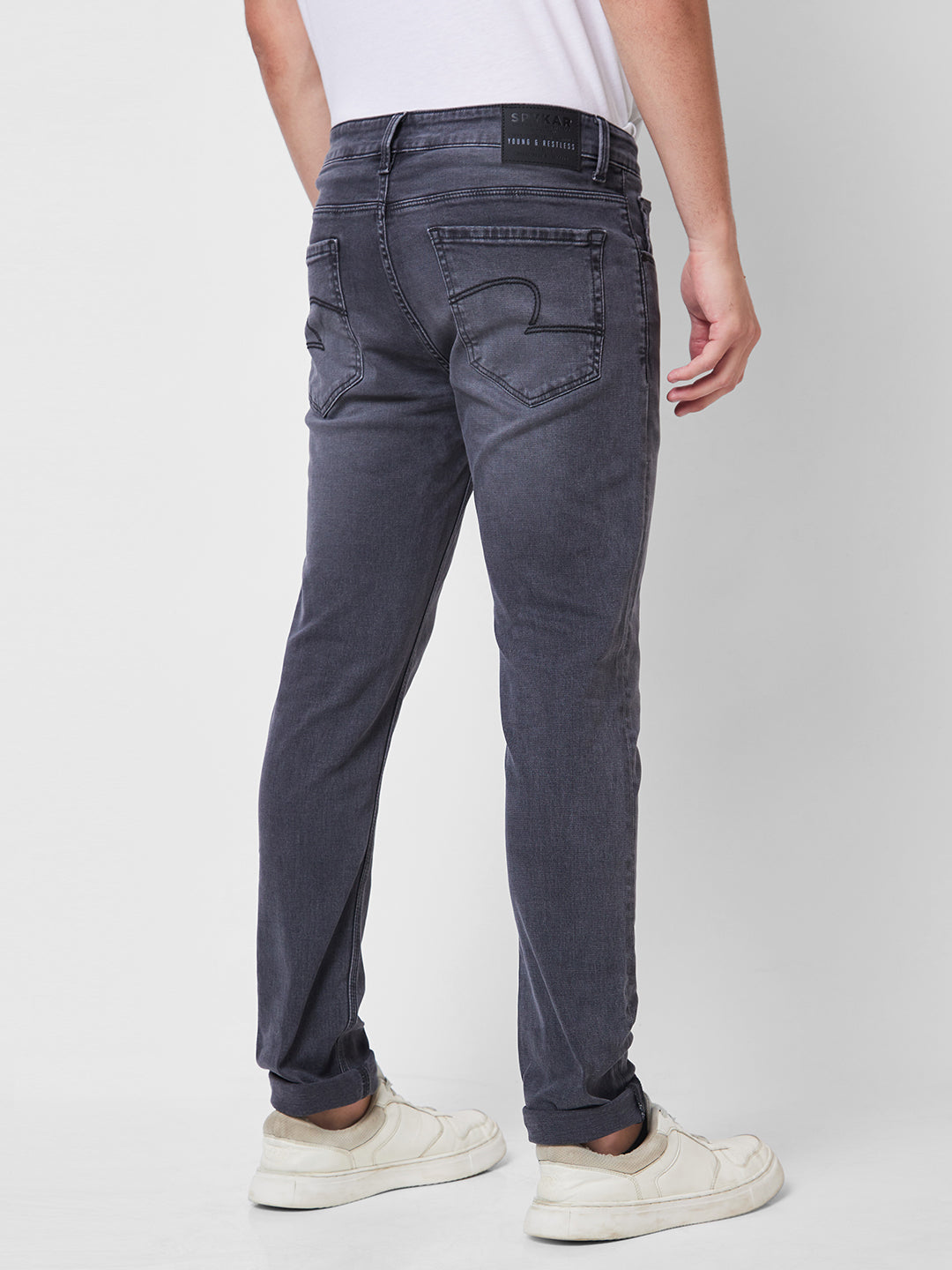 Spykar Low Rise Slim Fit Grey Jeans For Men