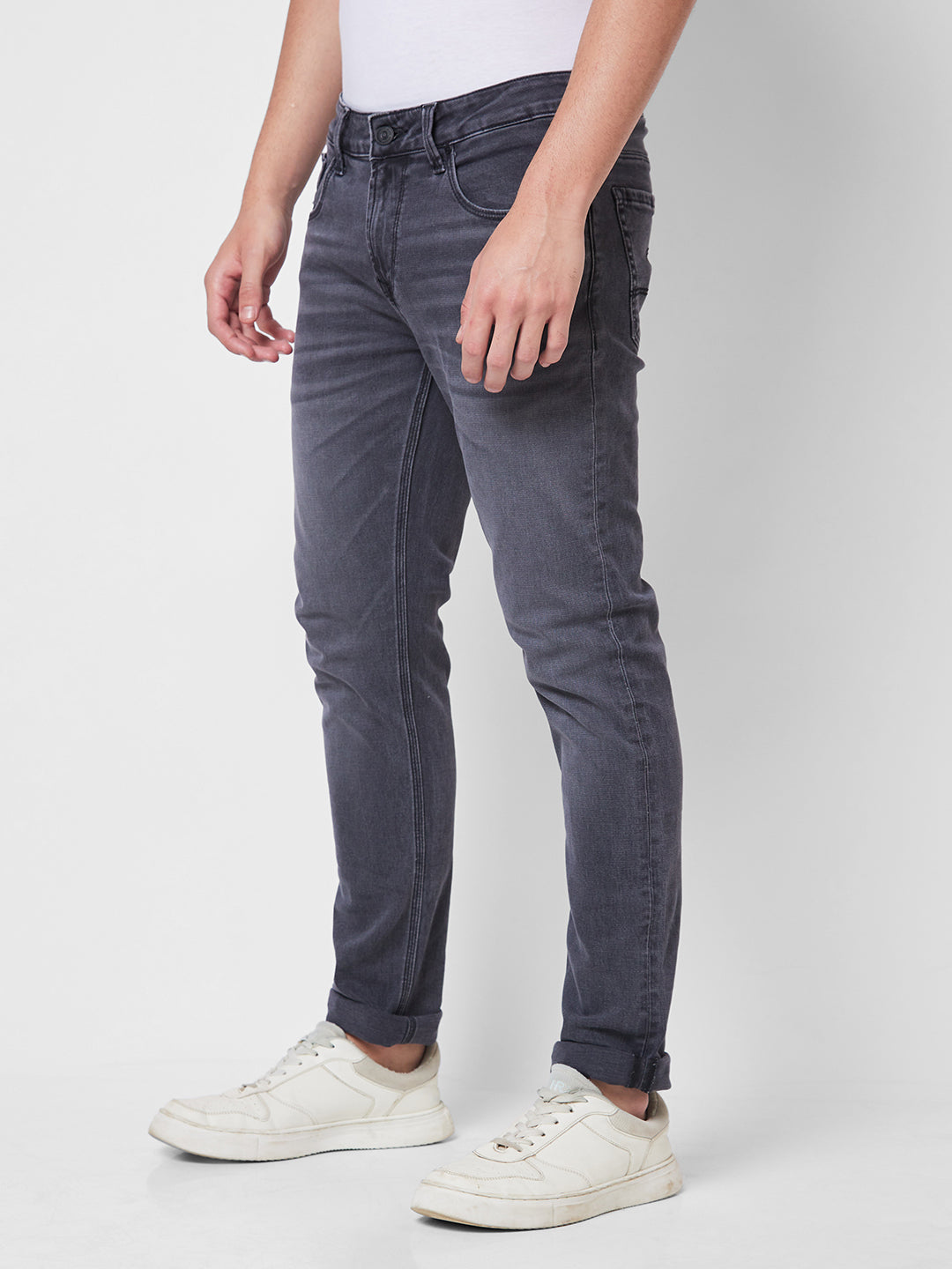 Spykar Low Rise Slim Fit Grey Jeans For Men