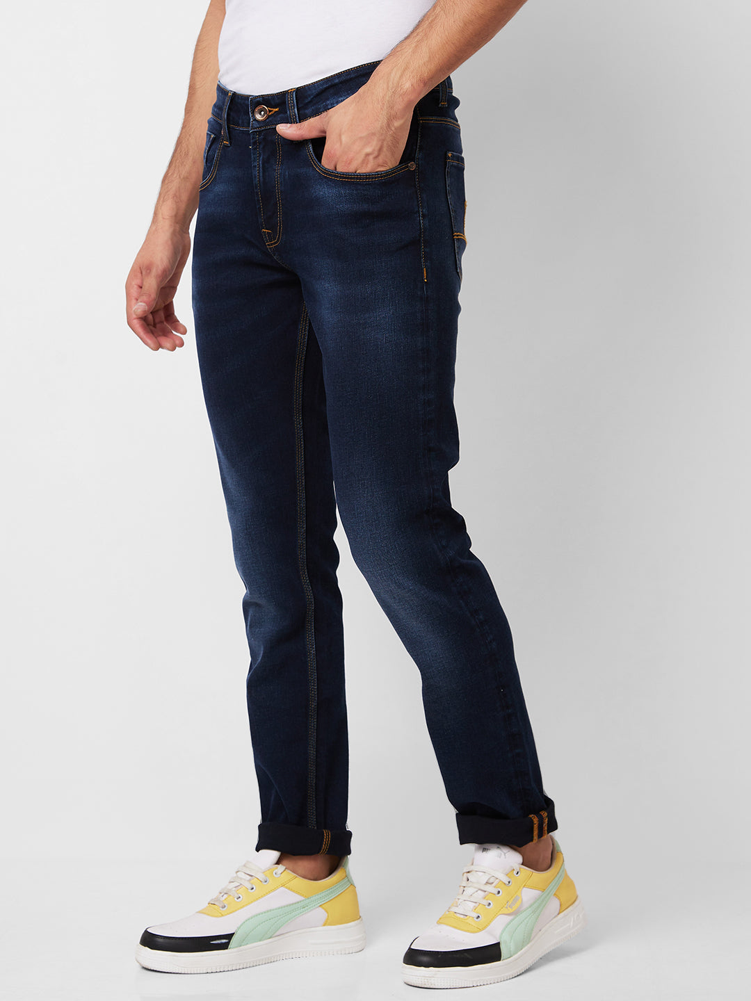 Spykar Low Rise Skinny Fit Blue Jeans For Men