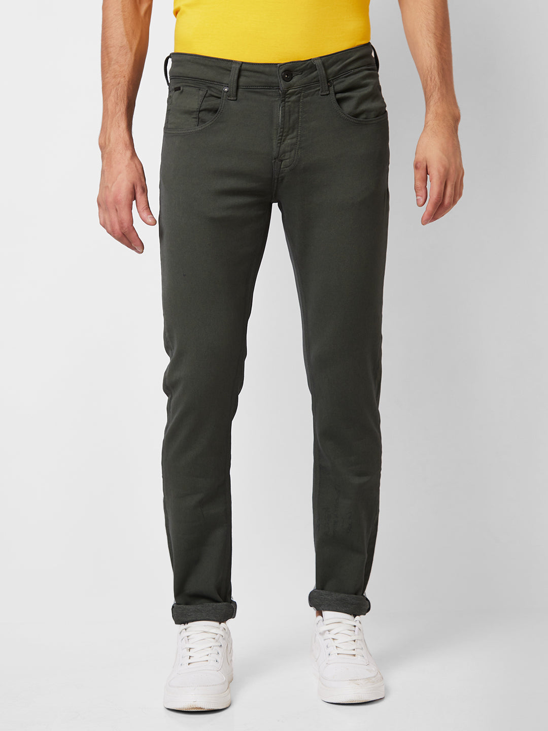Spykar Low Rise Skinny Fit Green Jeans For Men