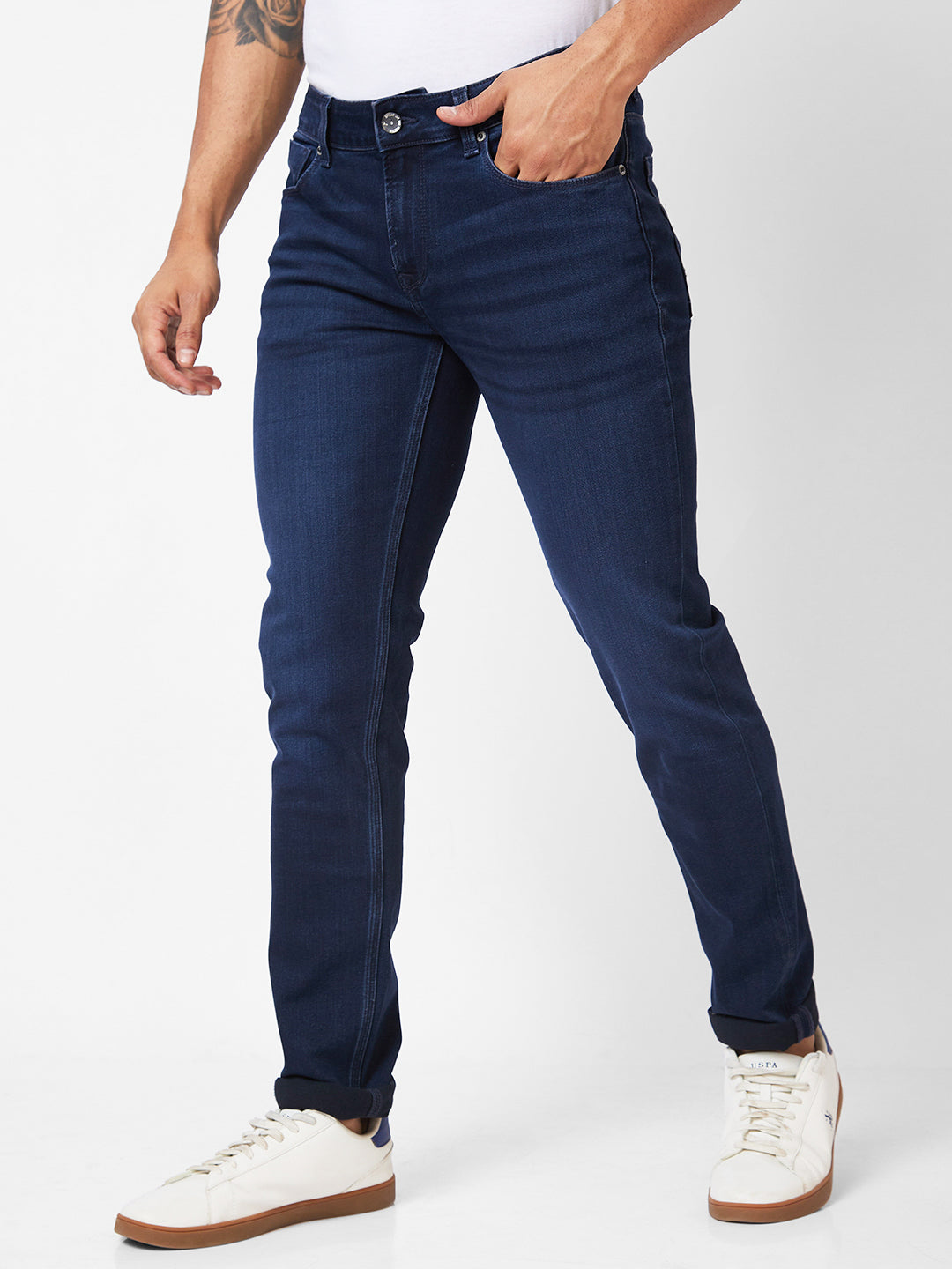 Spykar Low-Rise Slim Fit Blue Jeans For Men