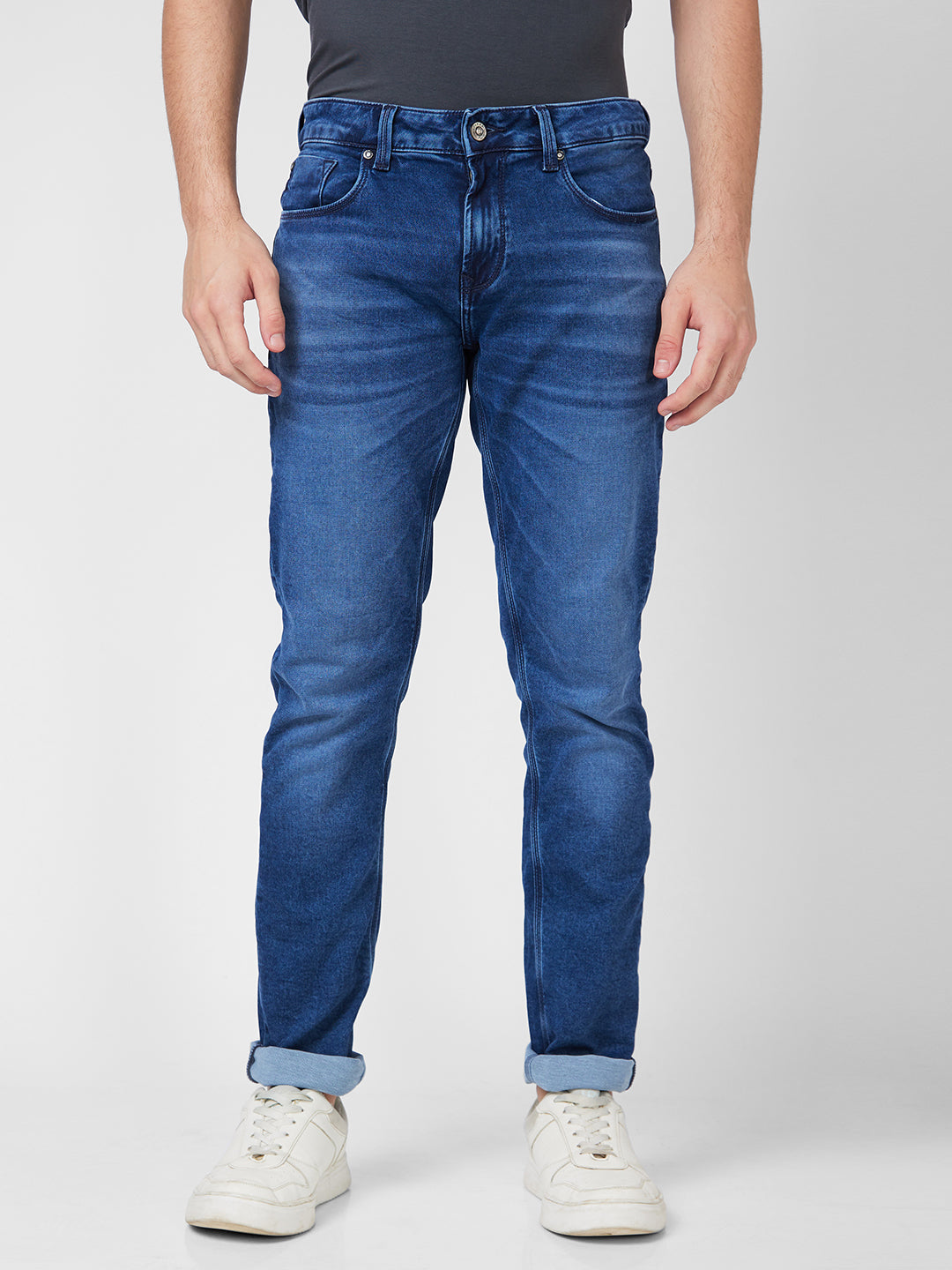 Spykar Low Rise Slim Fit Narrow Length Blue Jeans For Men