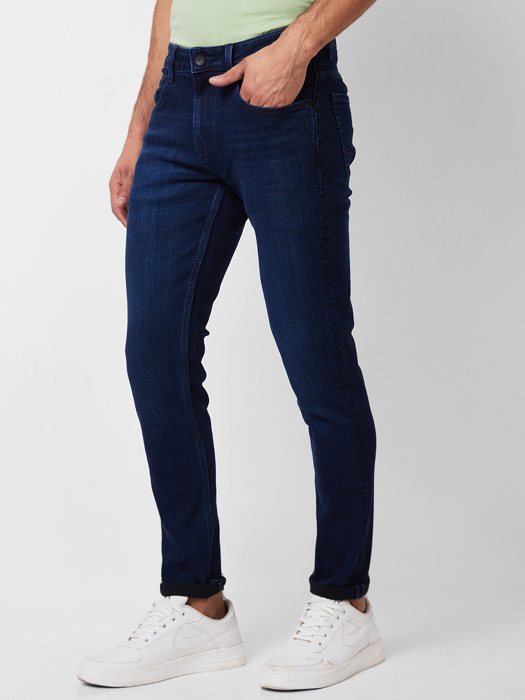 Spykar Low Rise Super Slim Fit Blue Jeans For Men