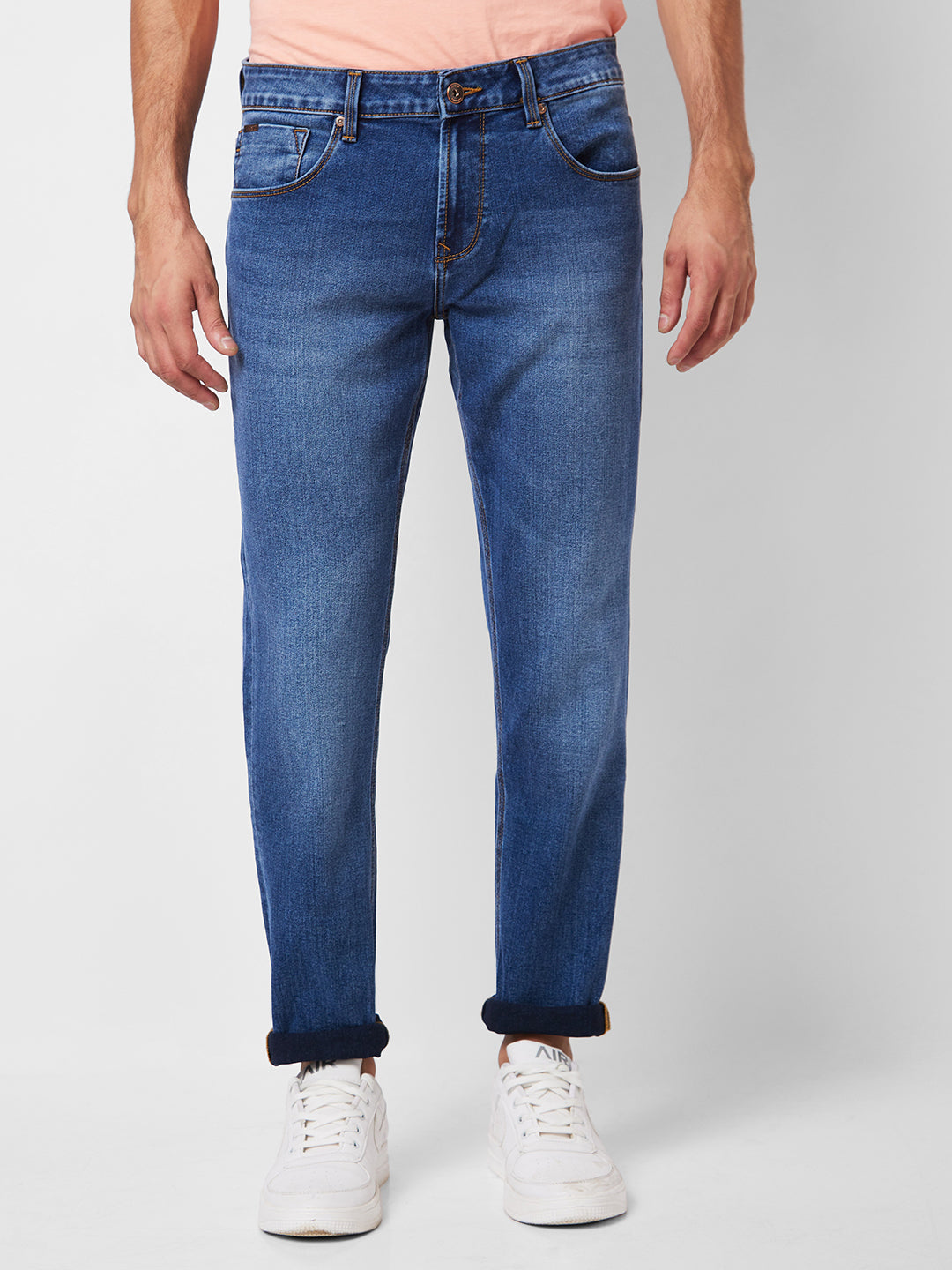 Spykar Low Rise Super Slim Fit Blue Jeans For Men