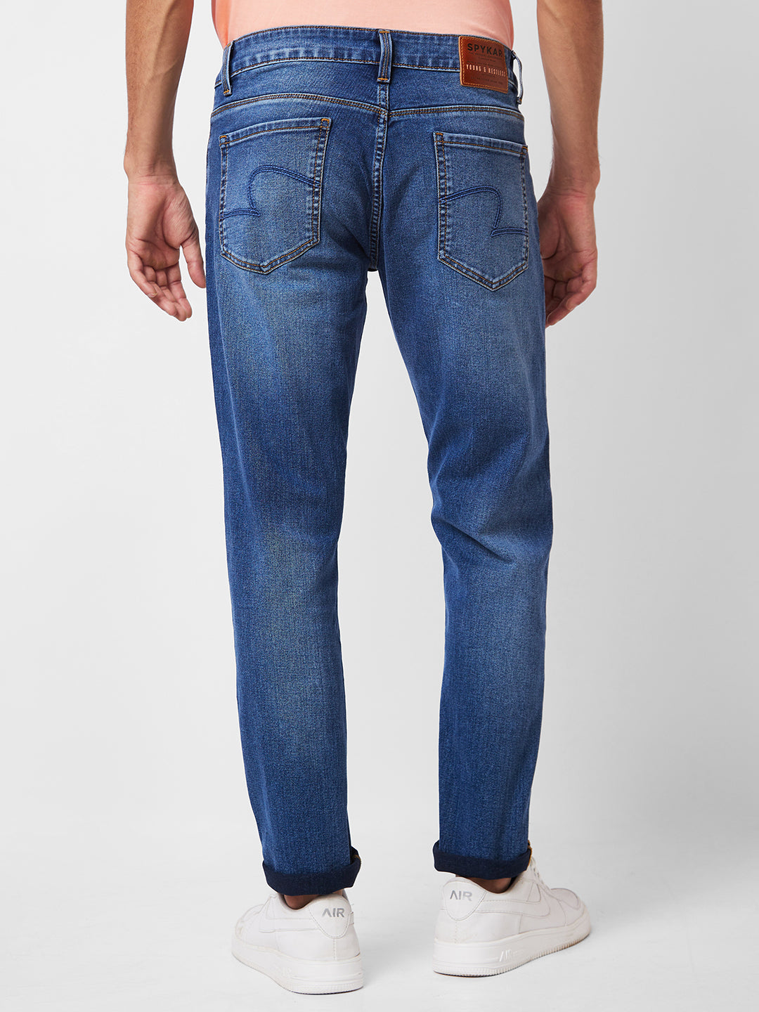 Spykar Low Rise Super Slim Fit Blue Jeans For Men