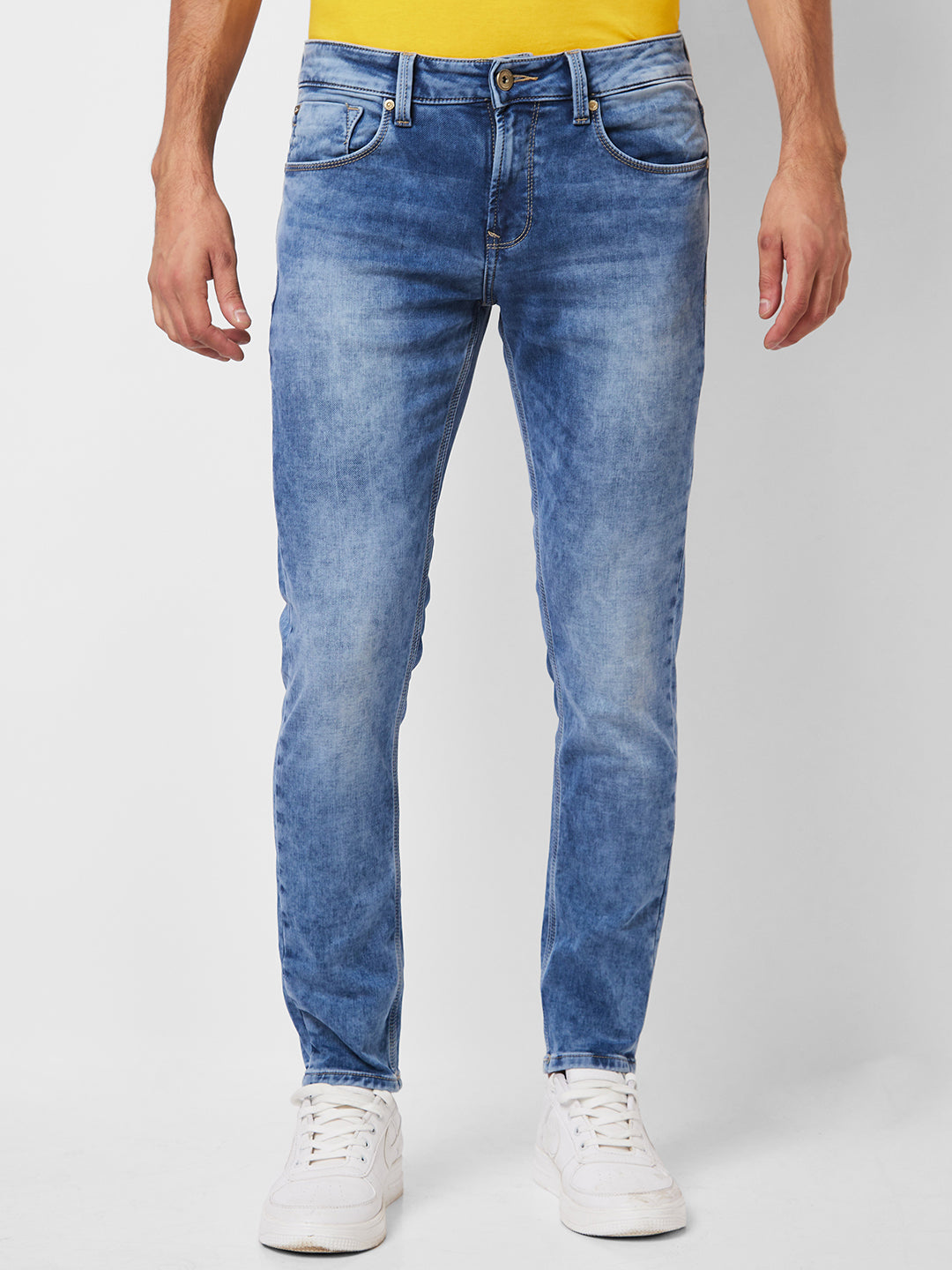 Spykar Low Rise Super Slim Fit Blue Jeans For Men