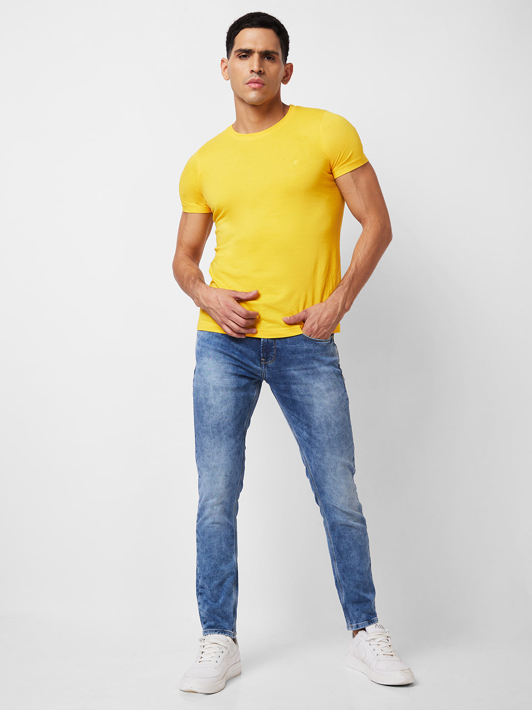 Spykar Low Rise Super Slim Fit Blue Jeans For Men