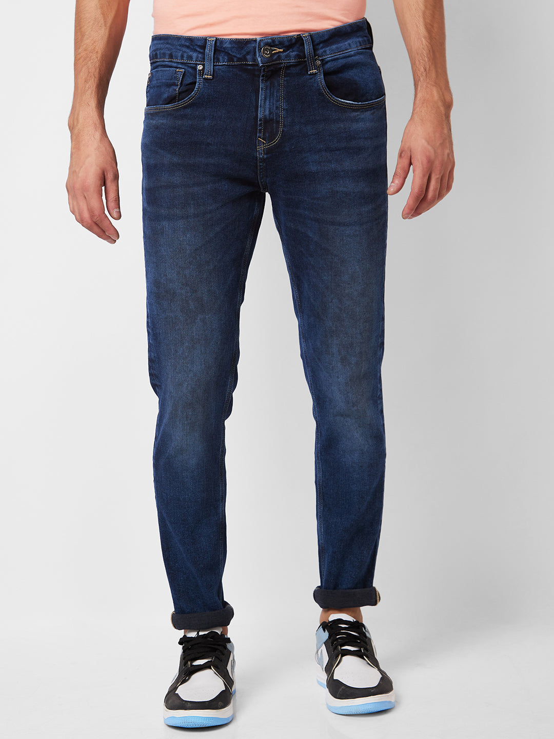 Spykar Low Rise Super Slim Fit Blue Jeans For Men