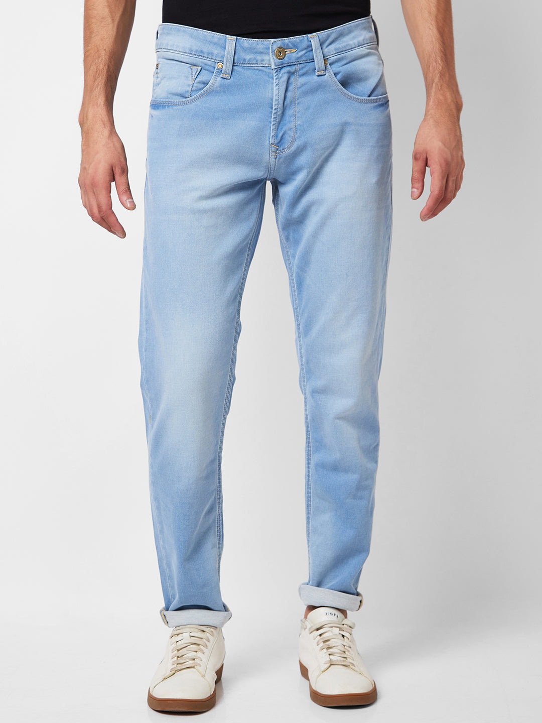 Spykar Low Rise Super Slim Fit Blue Jeans For Men