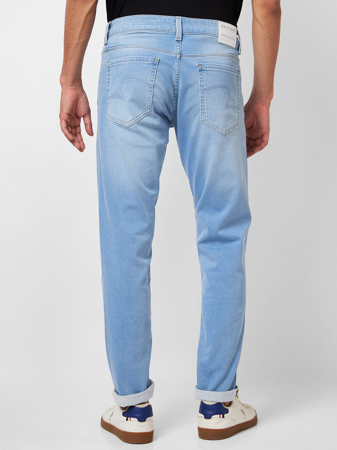 Spykar Low Rise Super Slim Fit Blue Jeans For Men