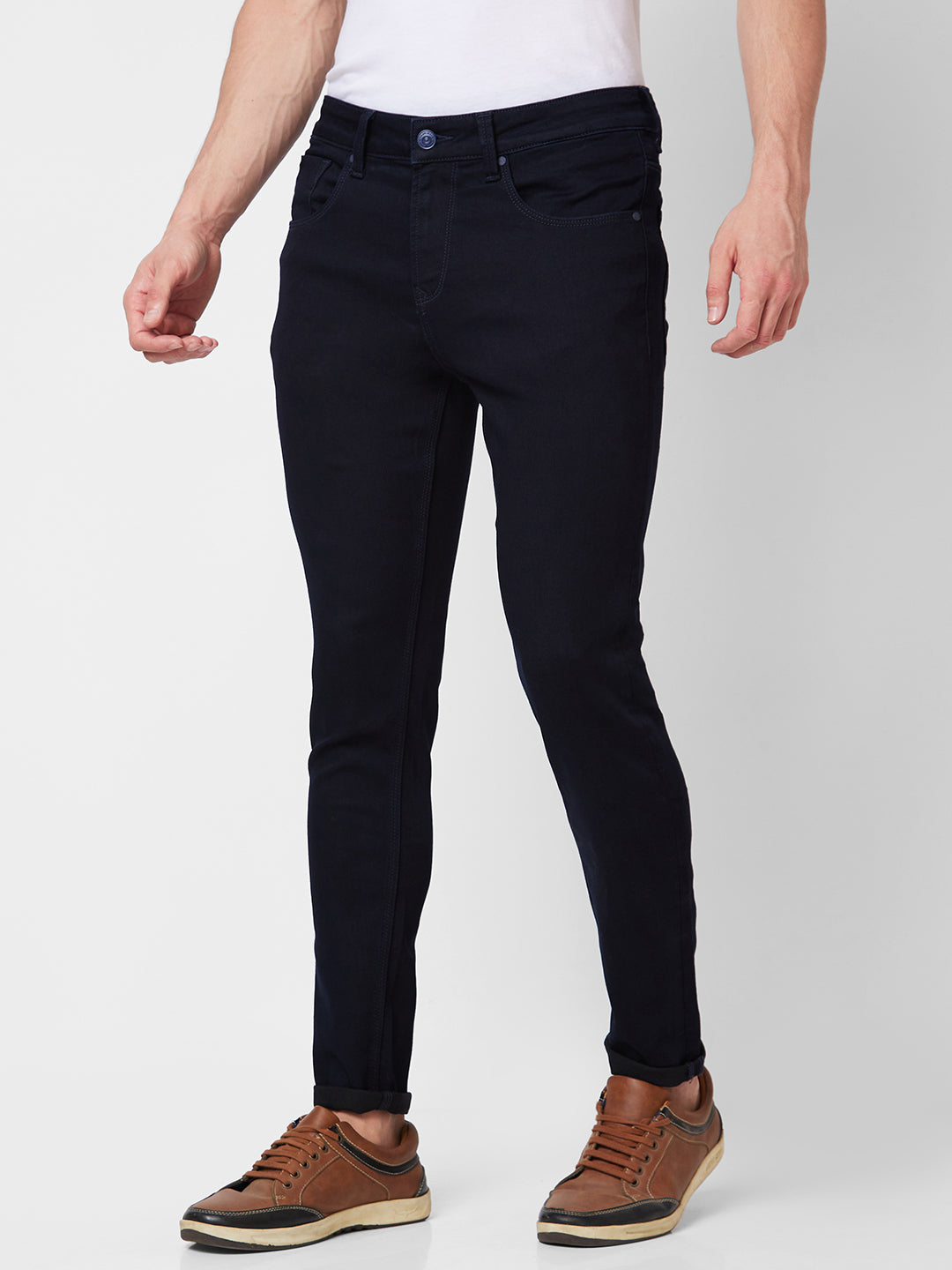 Spykar Low Rise Super Slim Fit Blue Jeans For Men