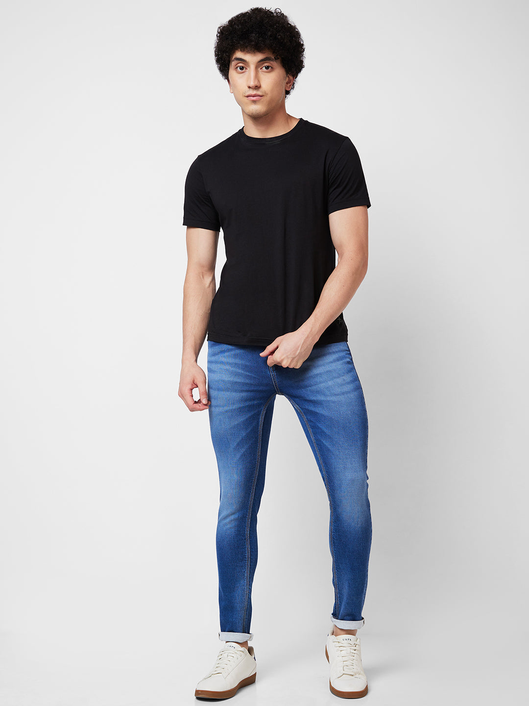 Spykar Low Rise Super Slim Fit Blue Jeans For Men