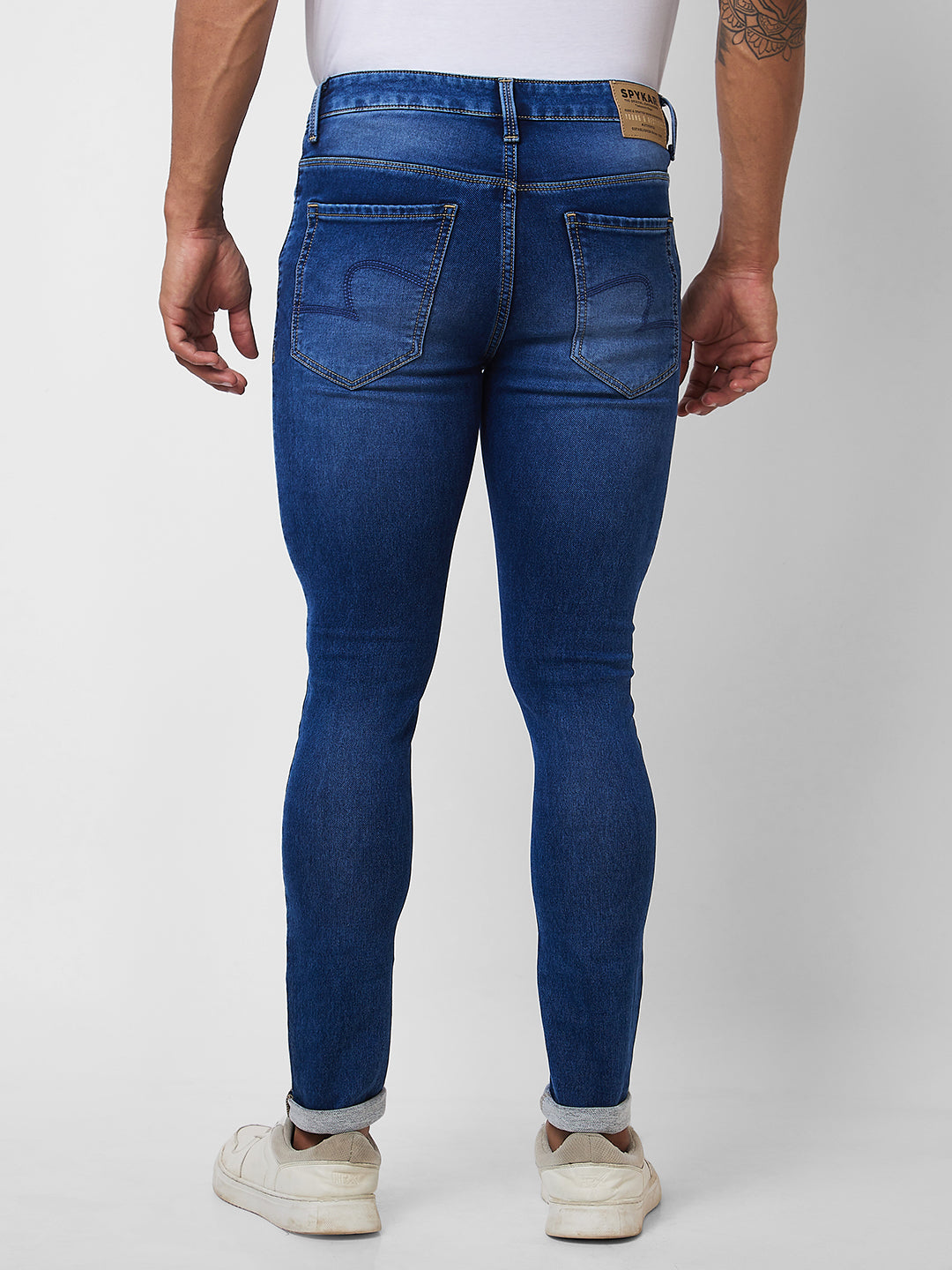 Spykar Low Rise Super Slim Fit Blue Jeans For Men