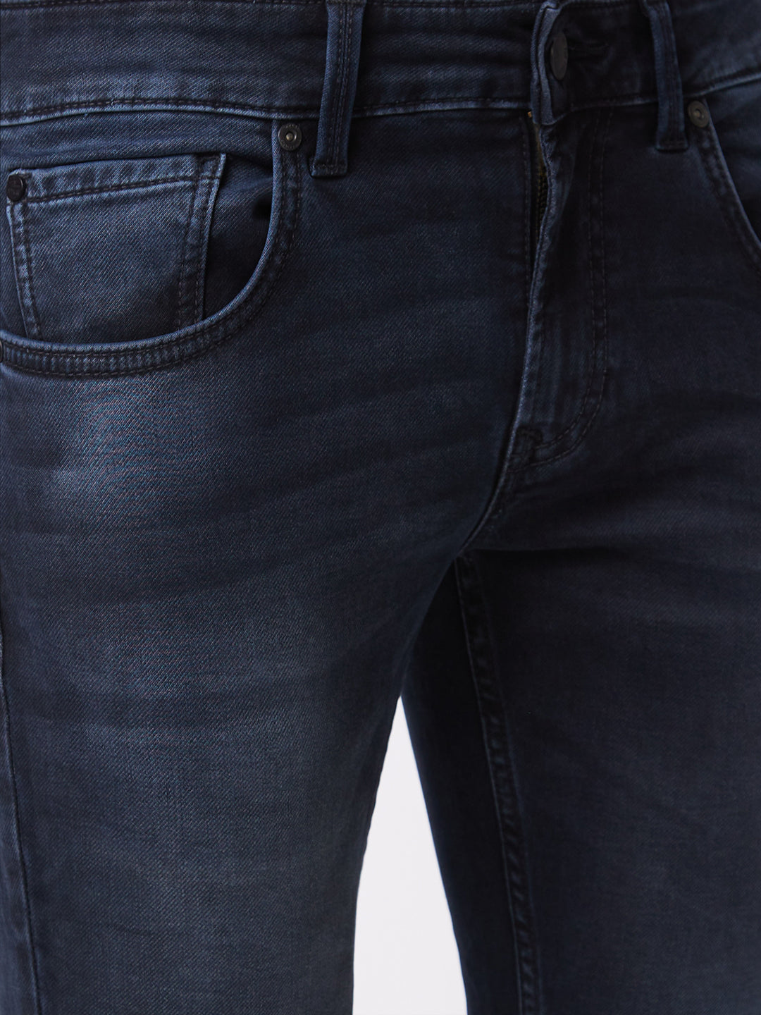 Spykar Low Rise Super Slim Fit Black Jeans For Men
