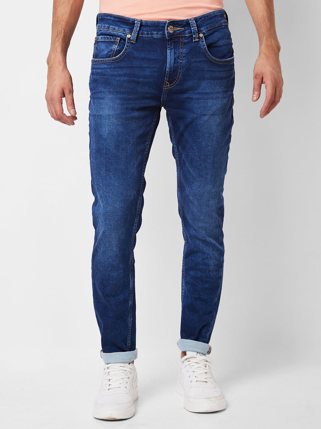 Spykar Low Rise Super Slim Fit Blue Jeans For Men