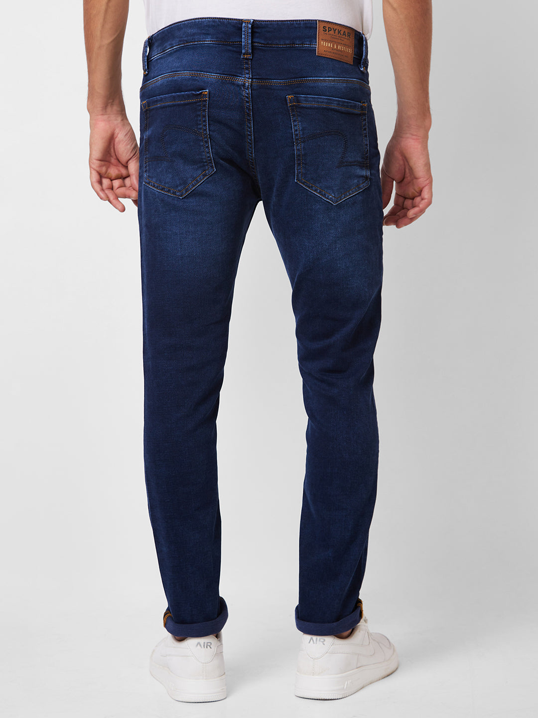 Spykar Low Rise Super Slim Fit Blue Jeans For Men