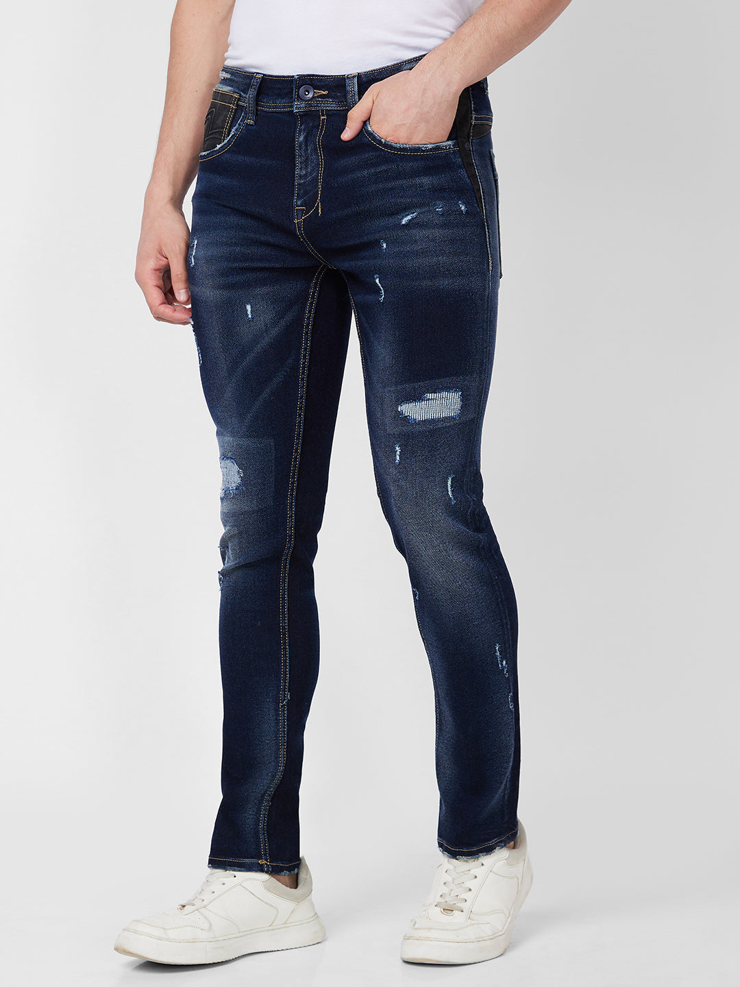 Spykar Low Rise Slim Fit Blue Jeans For Men