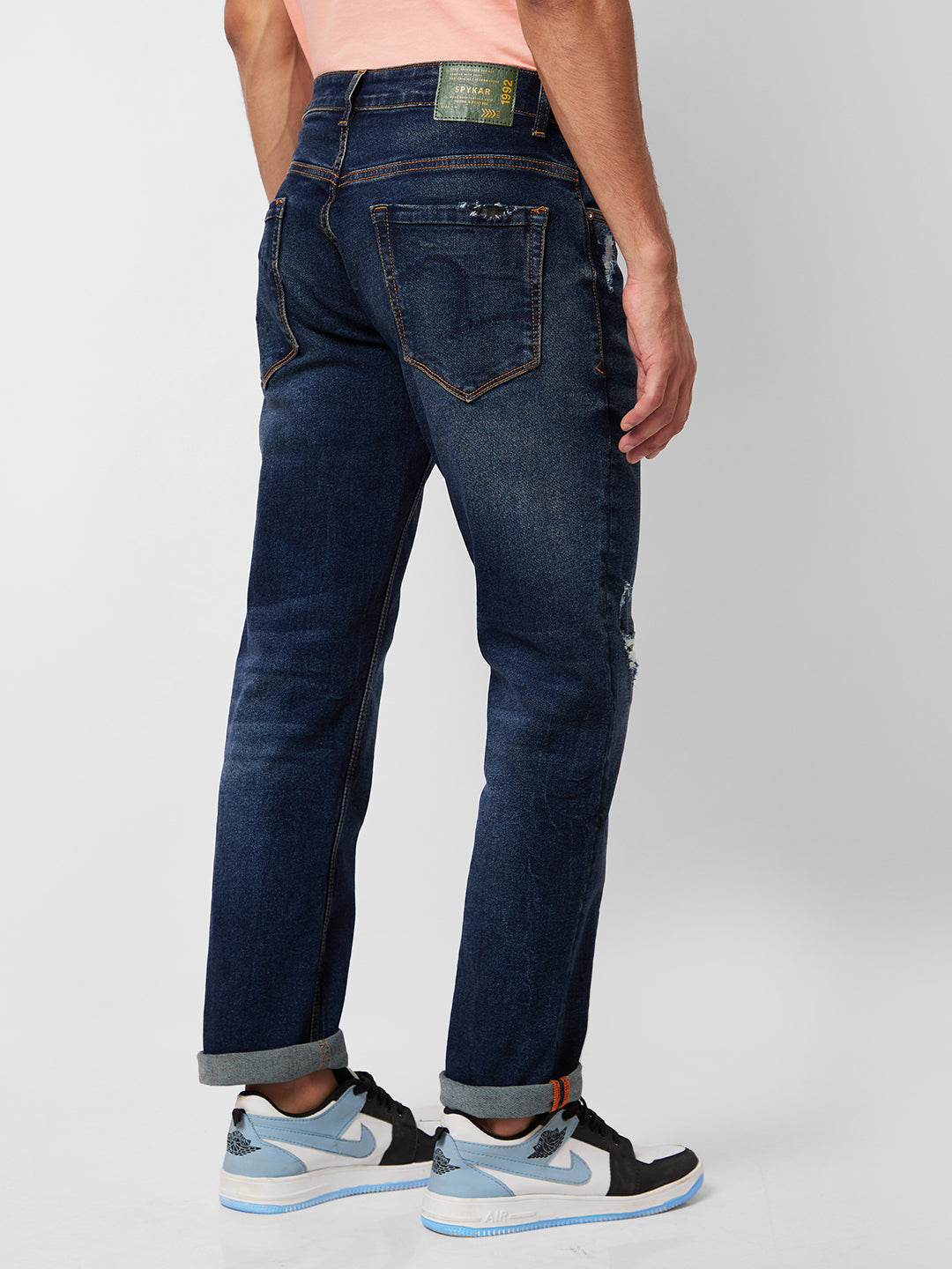 Spykar Mid Rise Comfort Fit Blue Jeans For Men