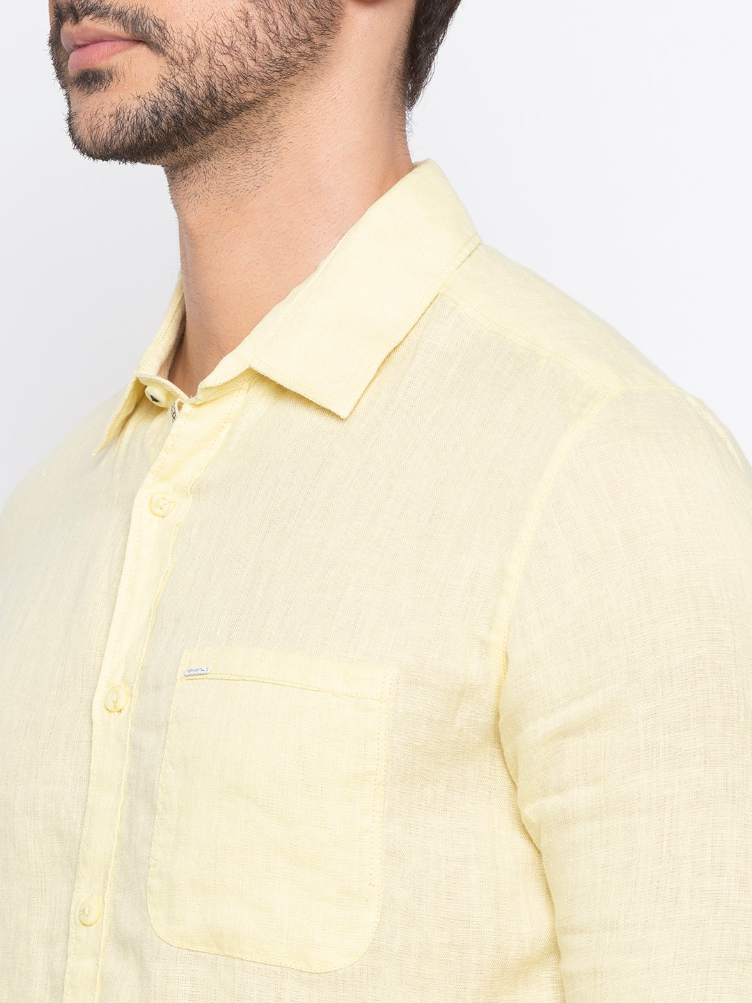 Spykar Men Yellow Solid Slim Fit Casual Shirt