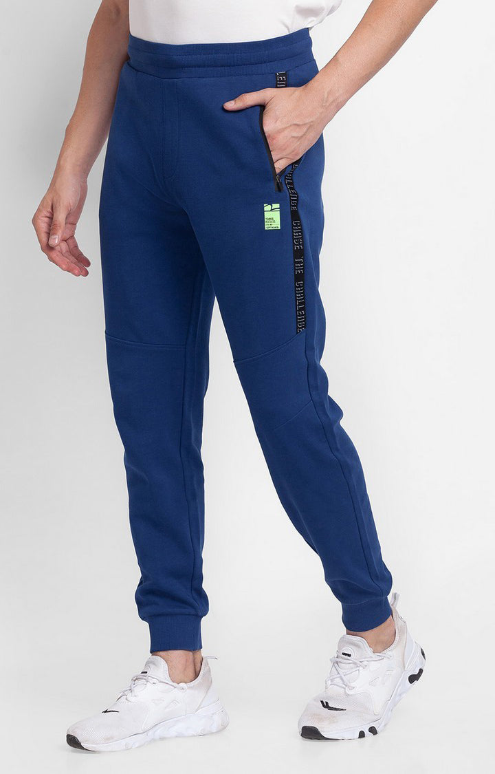 Spykar Indigo Blue Cotton Slim Fit Trackpant For Men