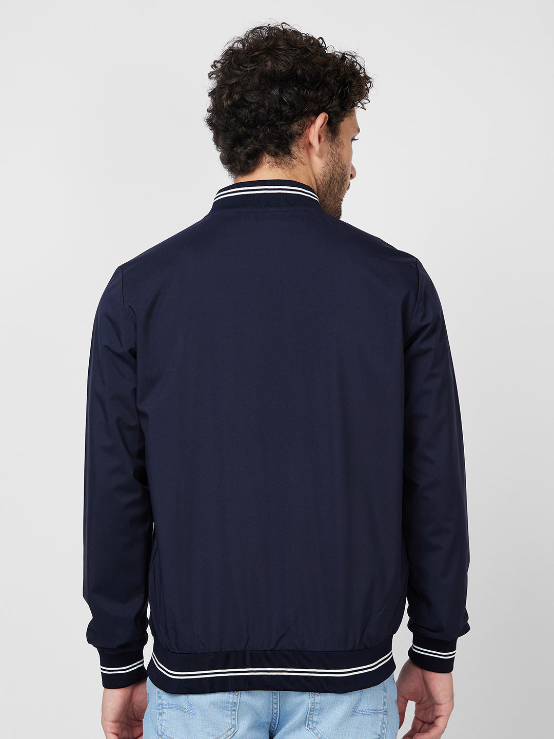 Spykar Straight Fit Classic Collar Full Sleeve Blue Jacket For Men