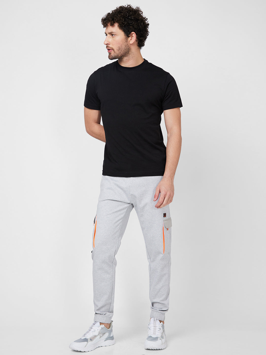 Spykar Ankle Length Mid Rise Grey Trackpant For Men