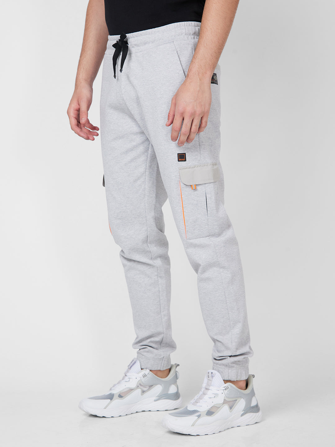 Spykar Ankle Length Mid Rise Grey Trackpant For Men