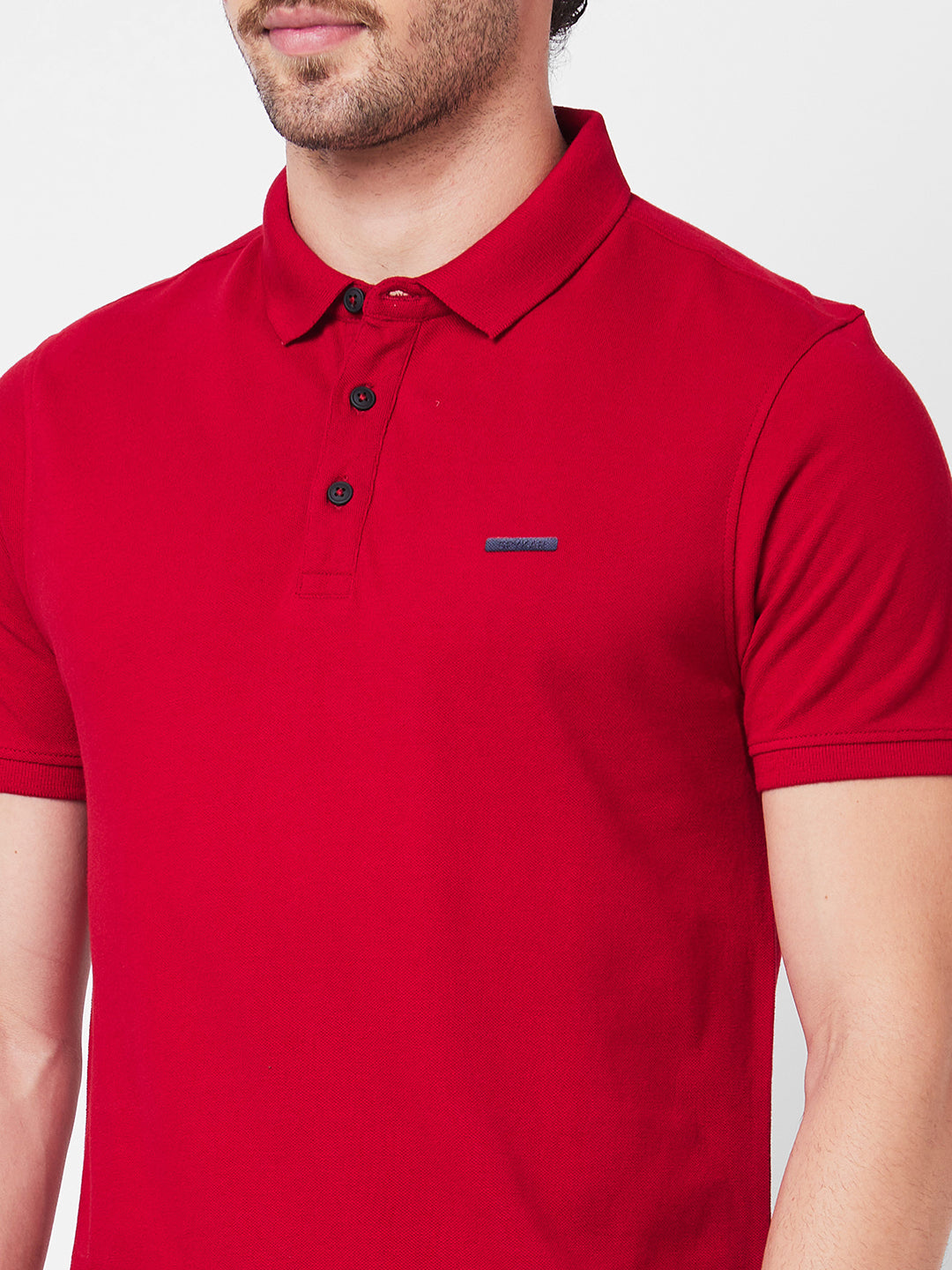 Spykar Polo Collar Half Sleeves Red T-Shirt  For Men