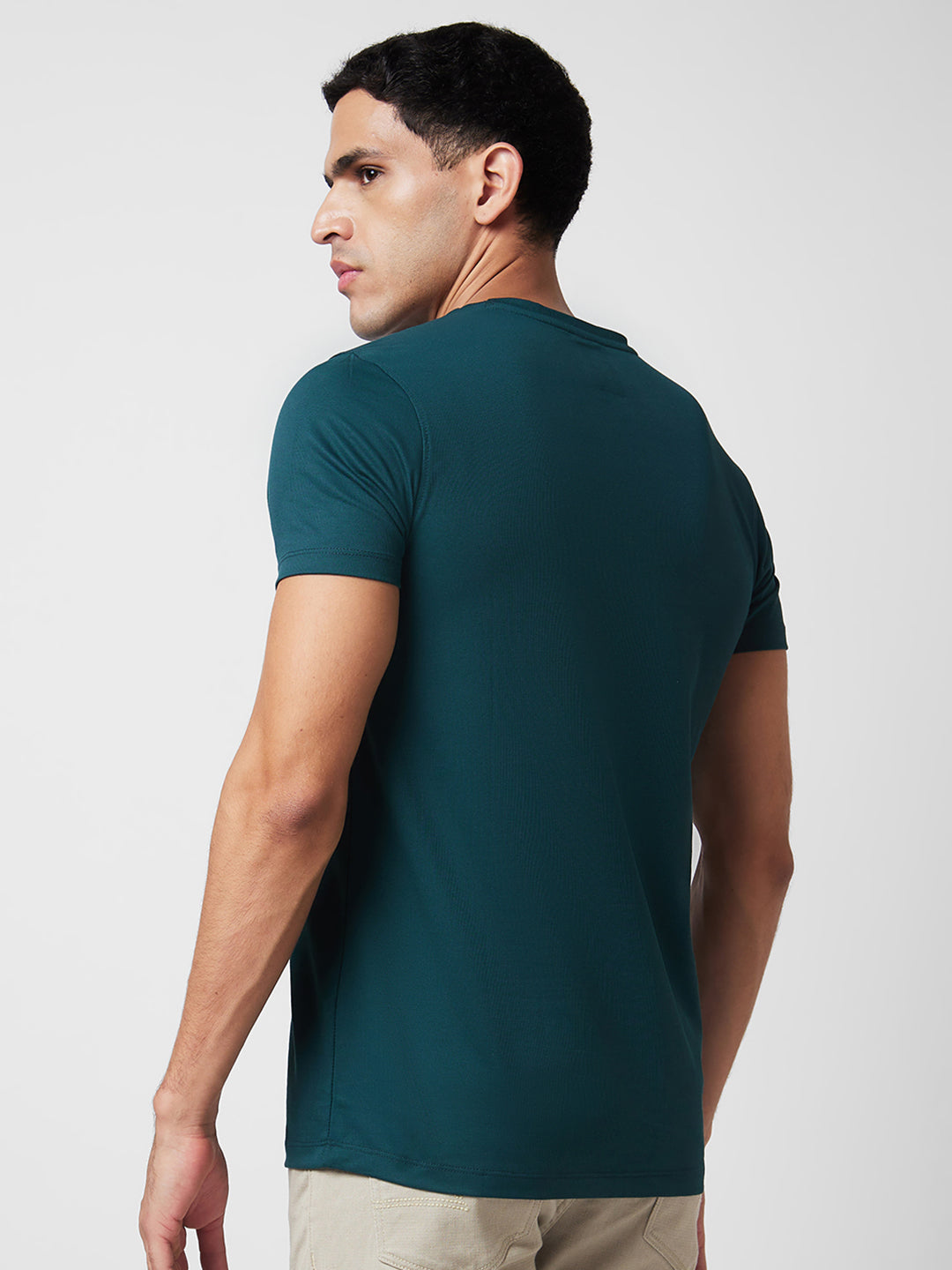 Spykar Round Neck Half Sleeves Green T-Shirt  For Men