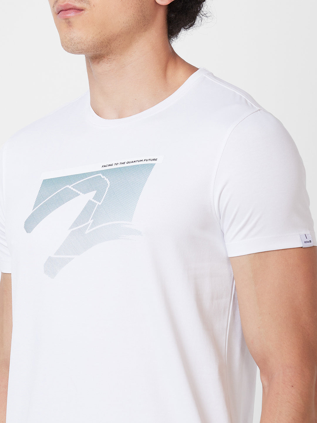 Spykar ROUND NECK HALF SLEEVES White T-shirt  For Men