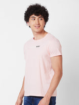 Spykar ROUND NECK HALF SLEEVES Pink T-shirt  For Men