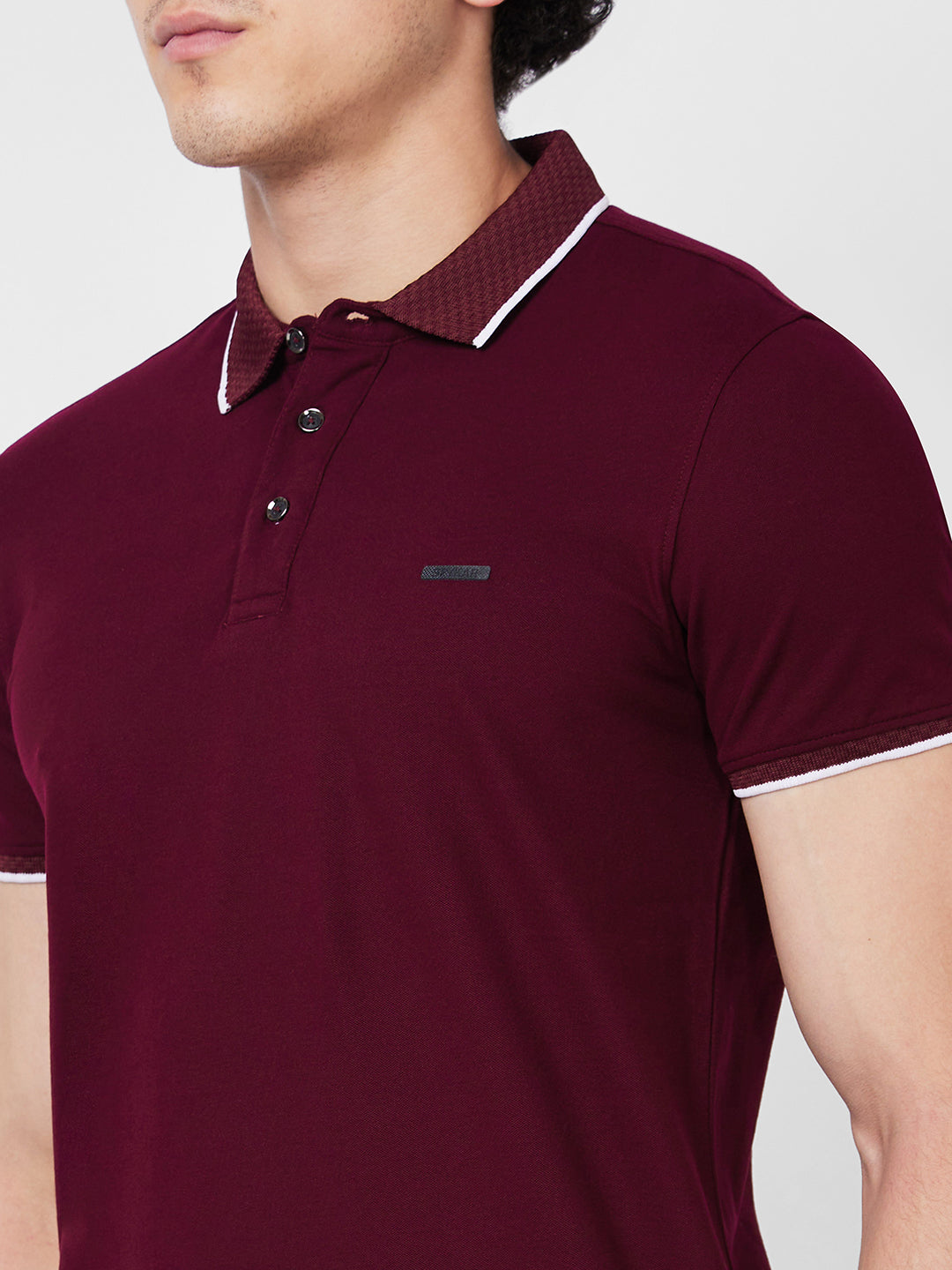 Spykar SLIM FIT Red Polo T-shirt  For Men