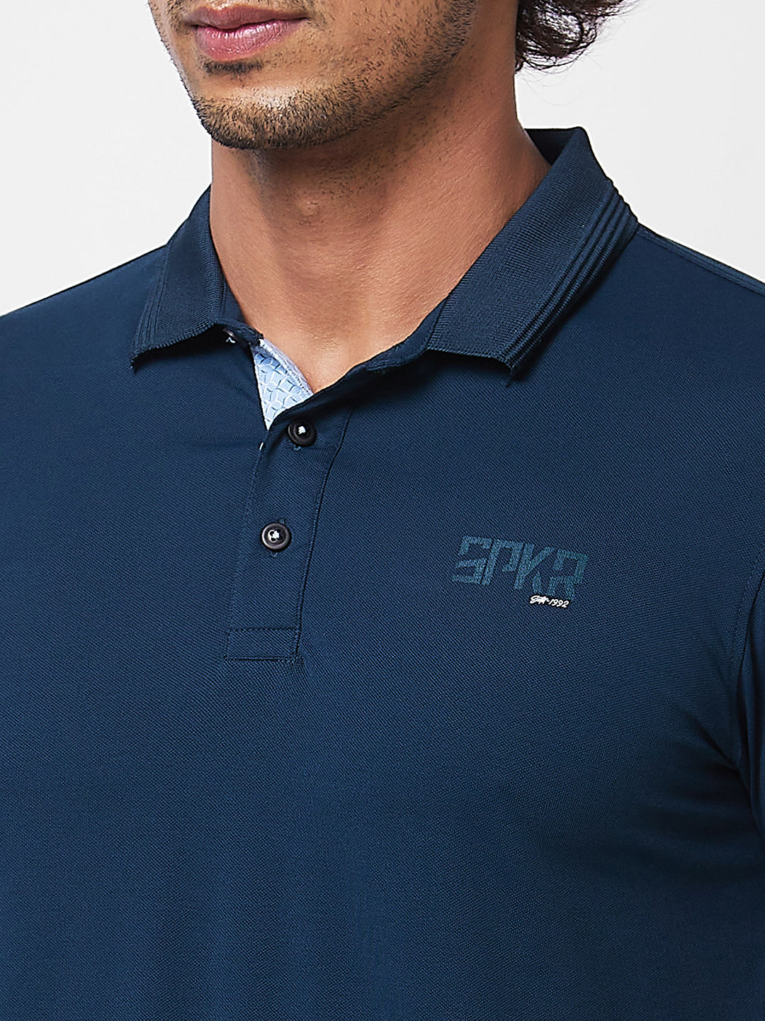 Spykar SLIM FIT Blue Polo T-shirt  For Men