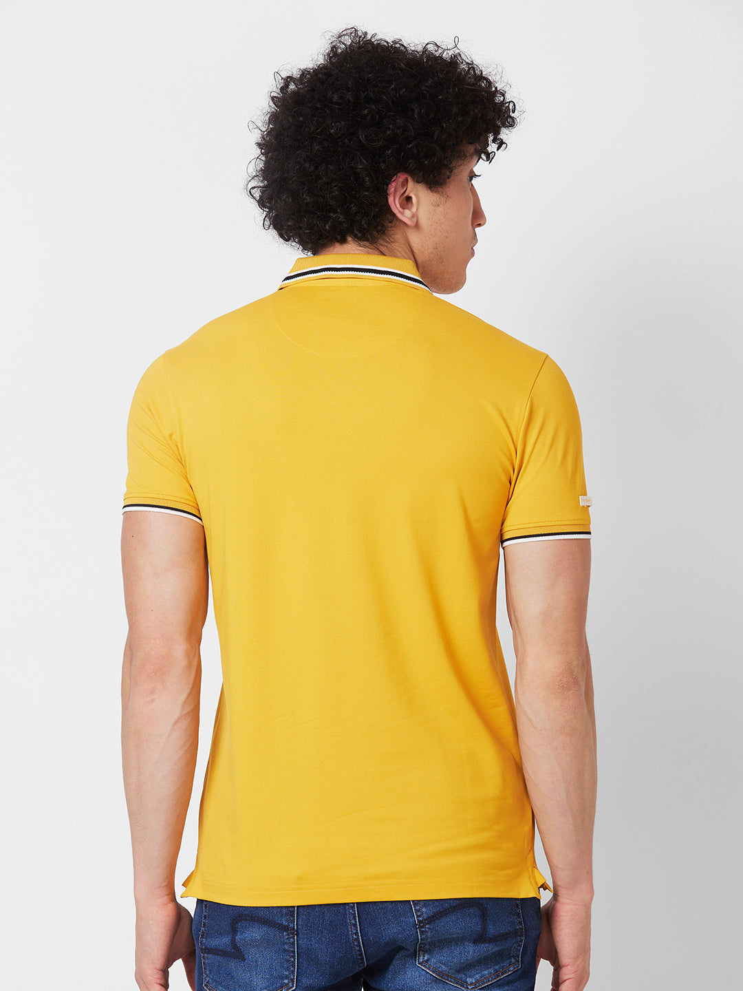 Spykar SLIM FIT Yellow Polo T-shirt  For Men