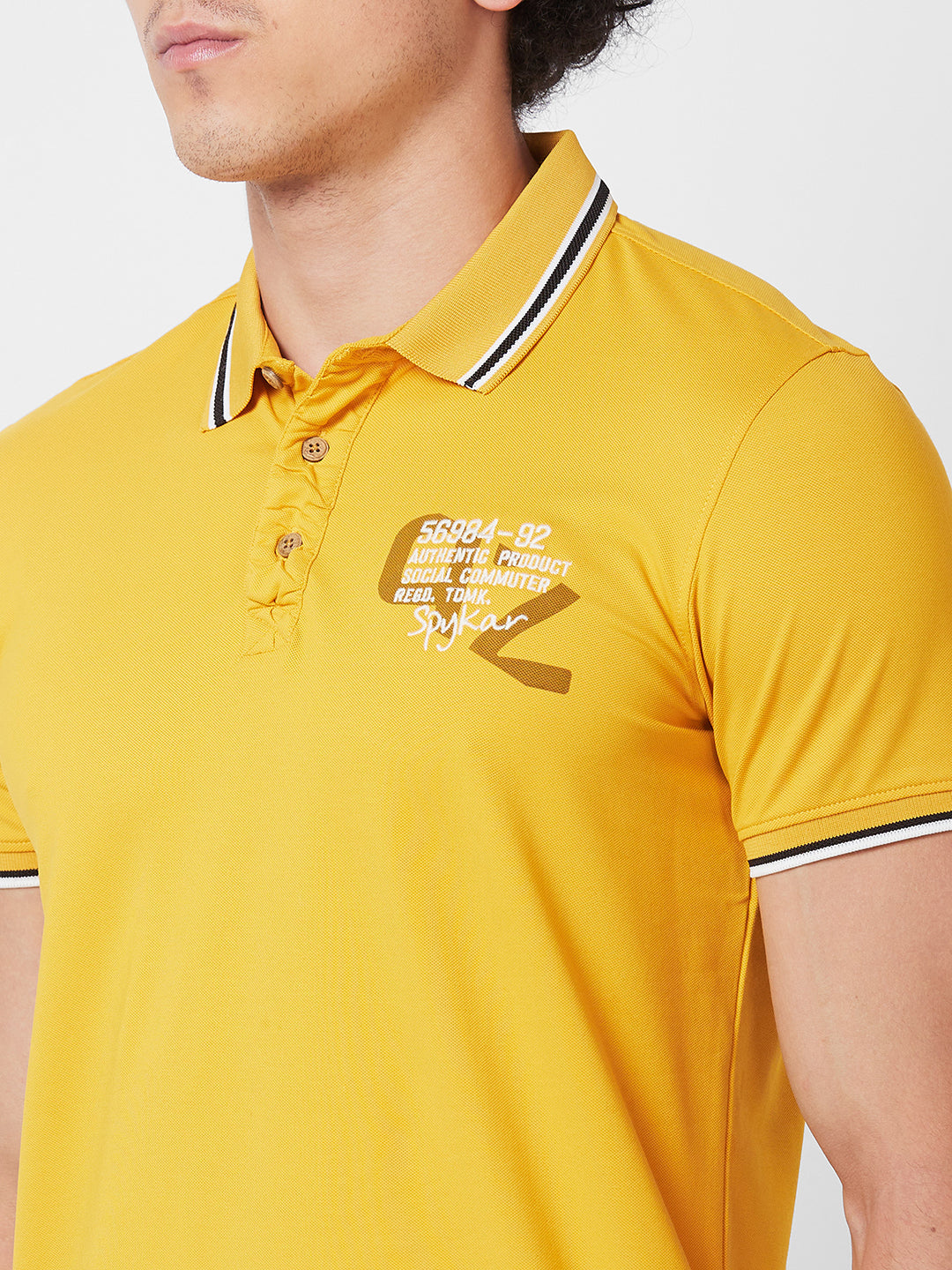 Spykar SLIM FIT Yellow Polo T-shirt  For Men