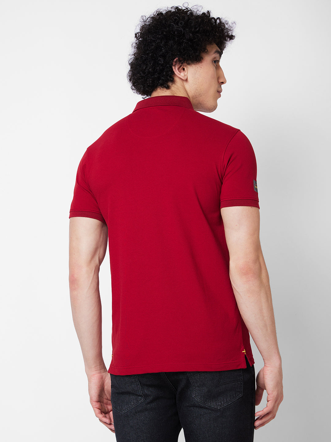 Spykar SLIM FIT Red Polo T-shirt  For Men