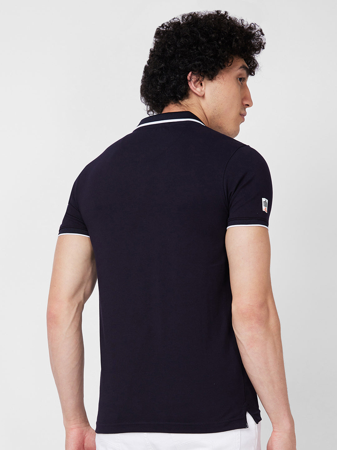 Spykar SLIM FIT Blue Polo T-shirt  For Men