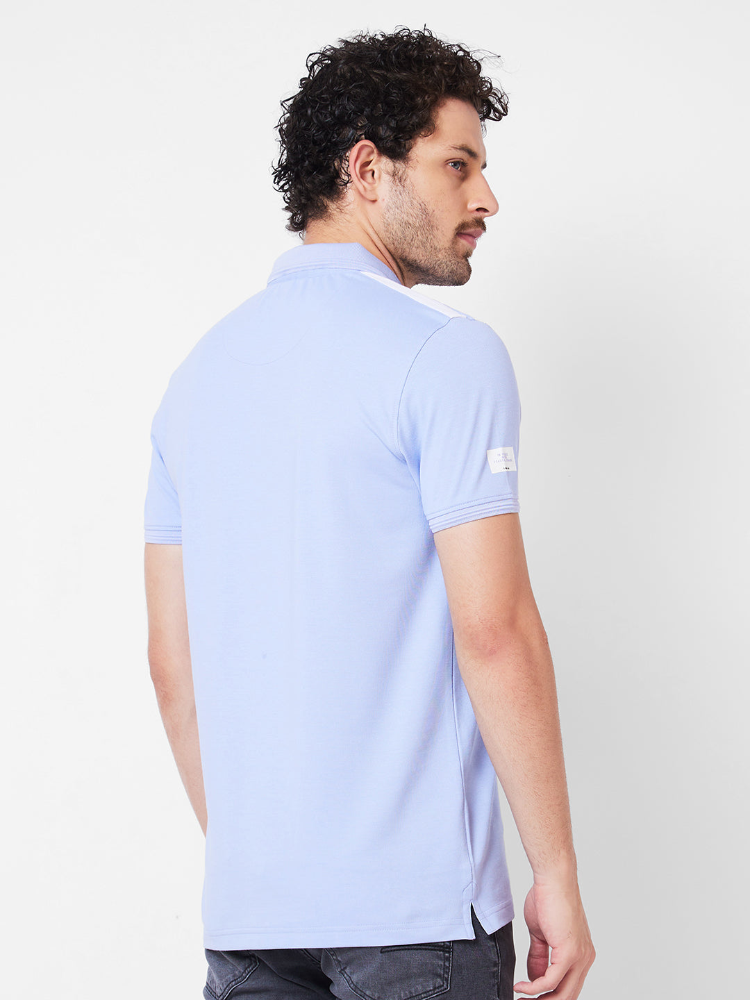 Spykar Polo Collar Half Sleeves Blue T-Shirt  For Men