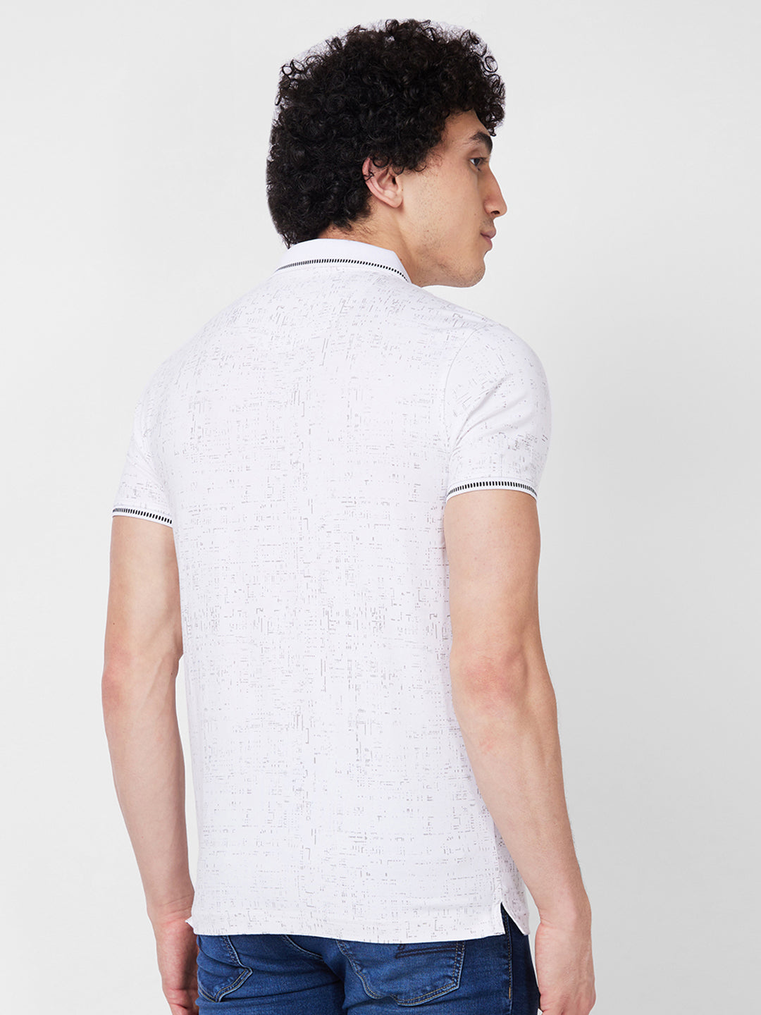 Spykar SLIM FIT White Polo T-shirt  For Men