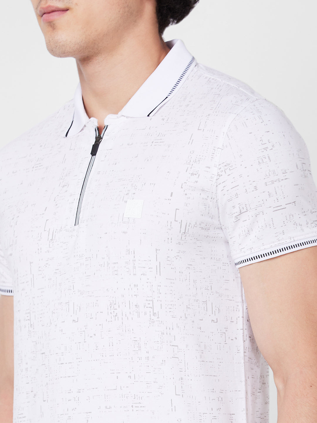 Spykar SLIM FIT White Polo T-shirt  For Men